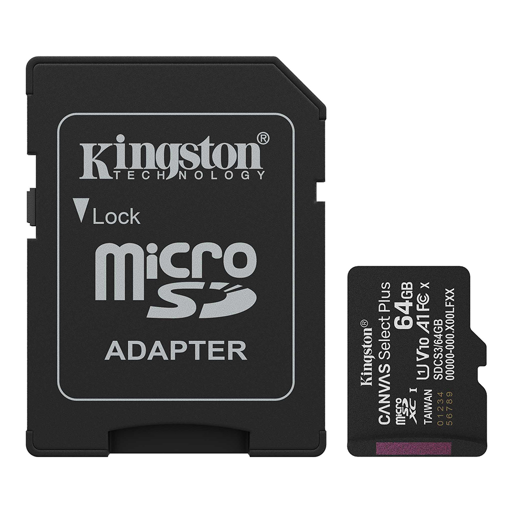 Memory card 64GB MicroSDXC + SD adaptor KINGSTON Canvas Select Plus SDCS3/64GB