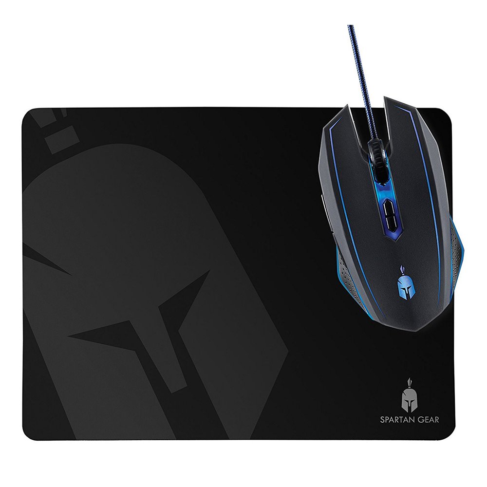 Gaming Corded Mouse Optical SPARTAN GEAR Phalanx + Mouse Pad black