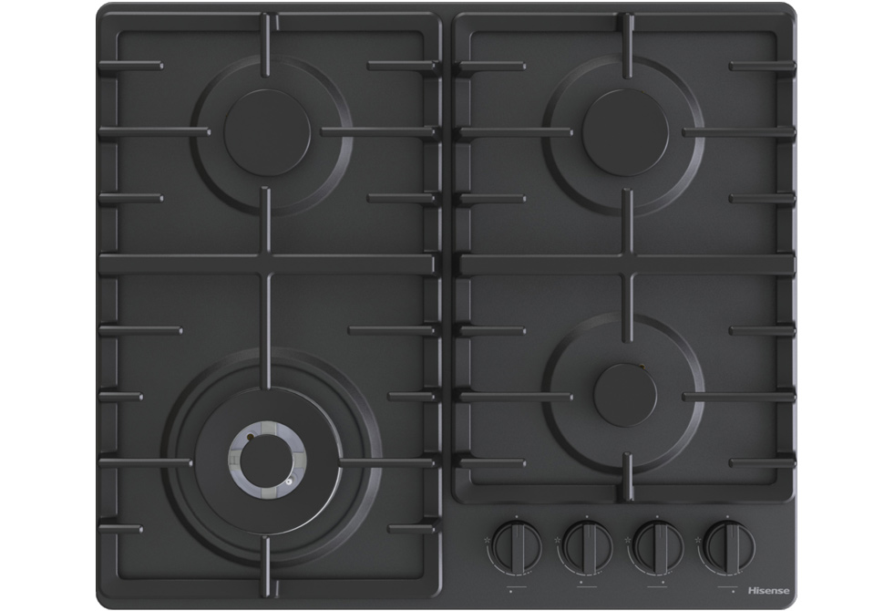 HISENSE Hi2 Gas Hob [60cm] GM663BHF [3+1 Wok][Ultra-Slim][Black-Matte] 89×600×520mm