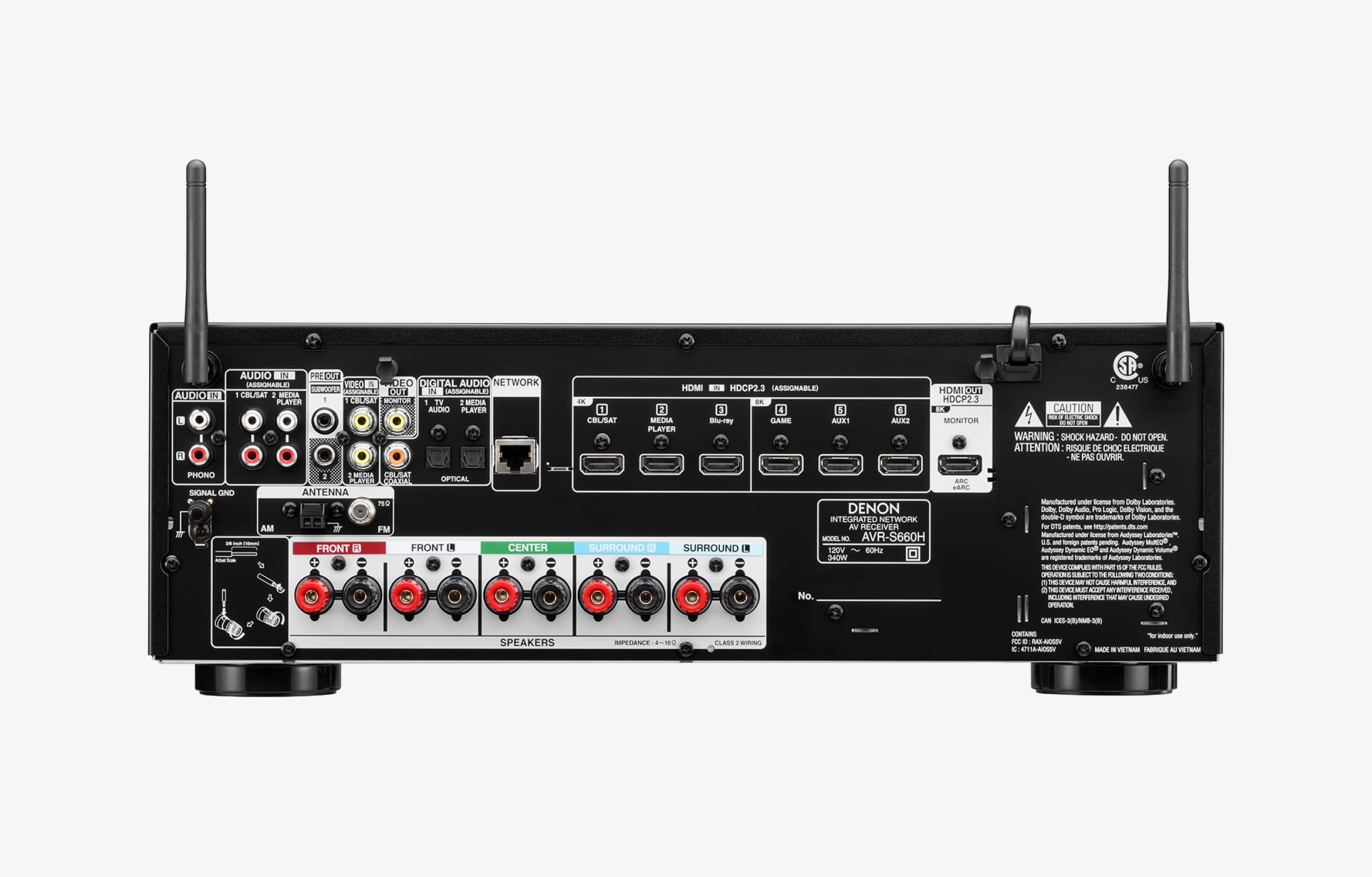 DENON AVR-S660H 5.2 Ch. 75W 8K AV Receiver with HEOS® Built-in