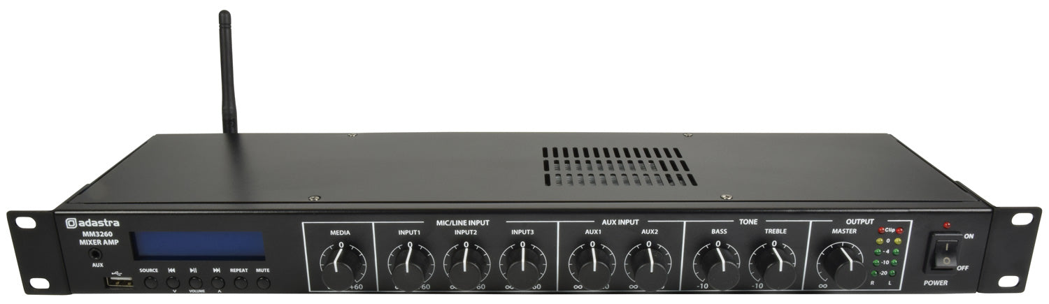 Adastra MM3260 Rackmount Amplifier USB/FM/BT/120W 953.029UK