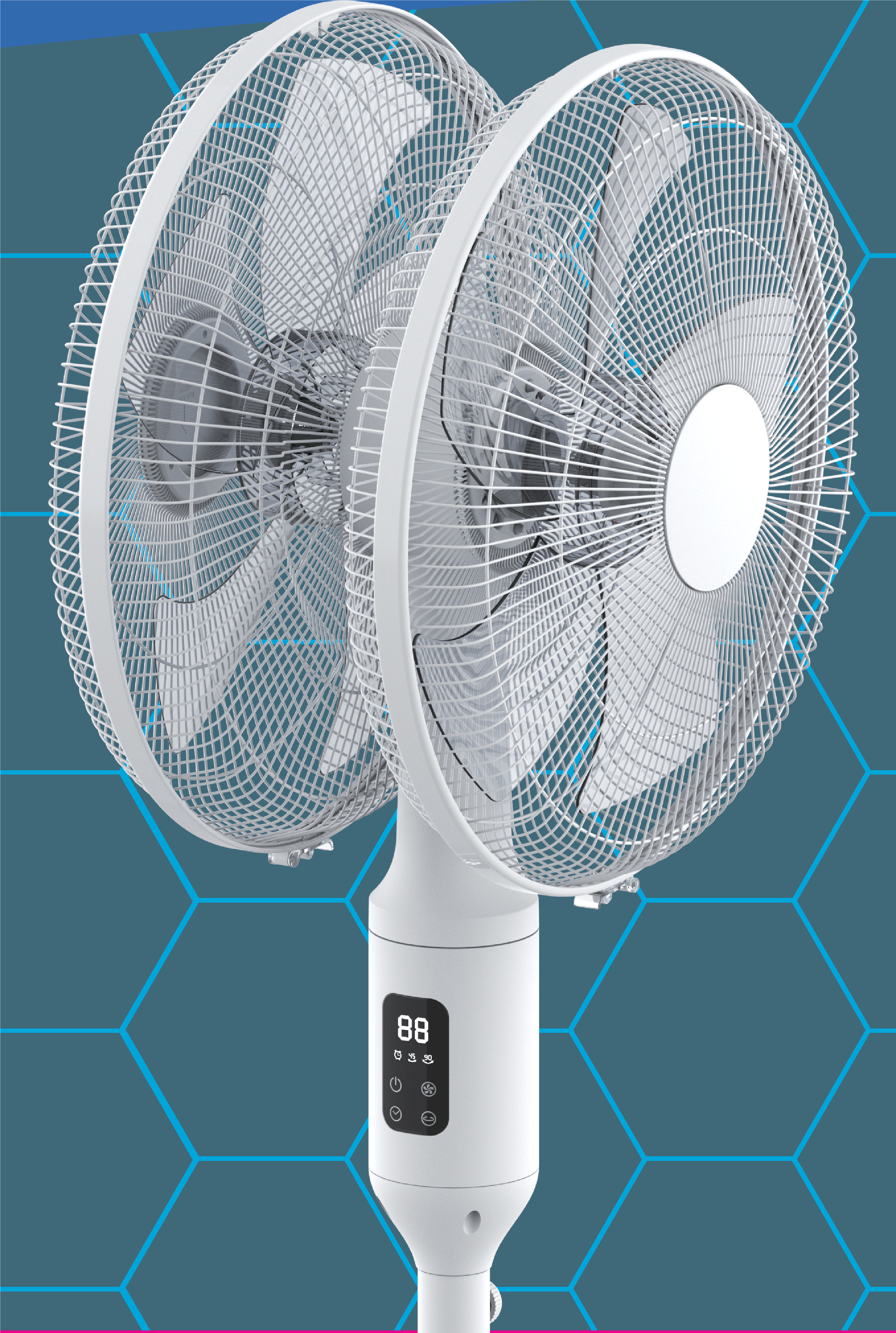 KDK NDD2208RD Stand Fan 16'' BLDC Motor Bouble Head Stand with Remote Control