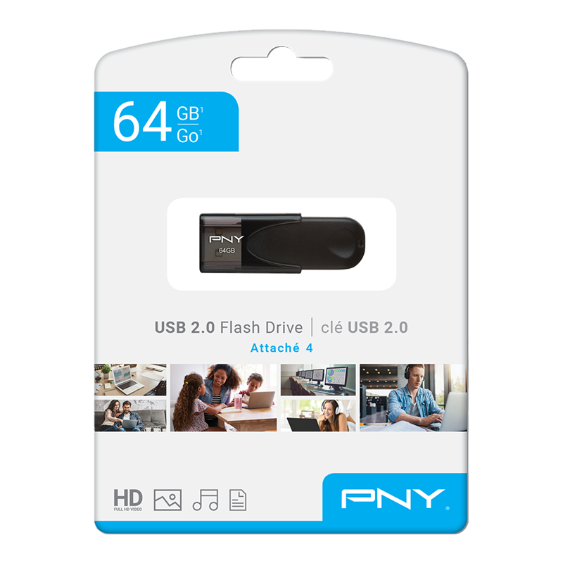 PNY Attache 4 USB 2.0 Stick 64GB Black