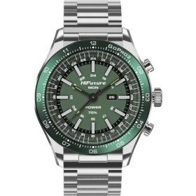 HiFuture GO PRO2 Silver Green Luxury Swiss-Inspired Elegance Stainless Steel SmartWatch with AMOLED Display, 10 Day Battery, 1AT