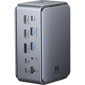 Vention IT HUB 13-in-1 8K Triple Monitor Docking Station with Digital Display TFXH0