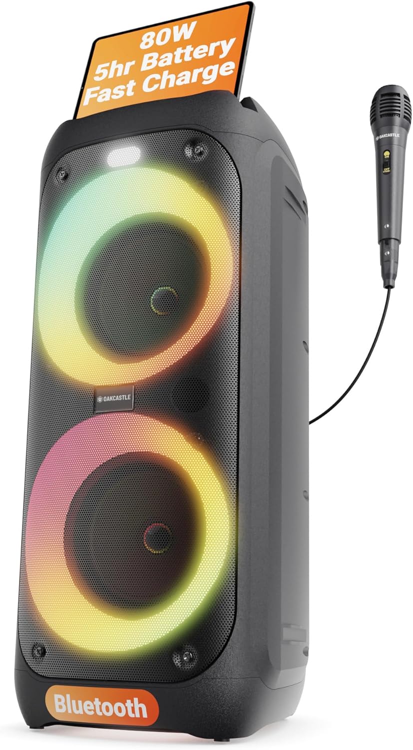 Oakcastle PS200 Portable Karaoke Speaker with Bluetooth & USB 80W