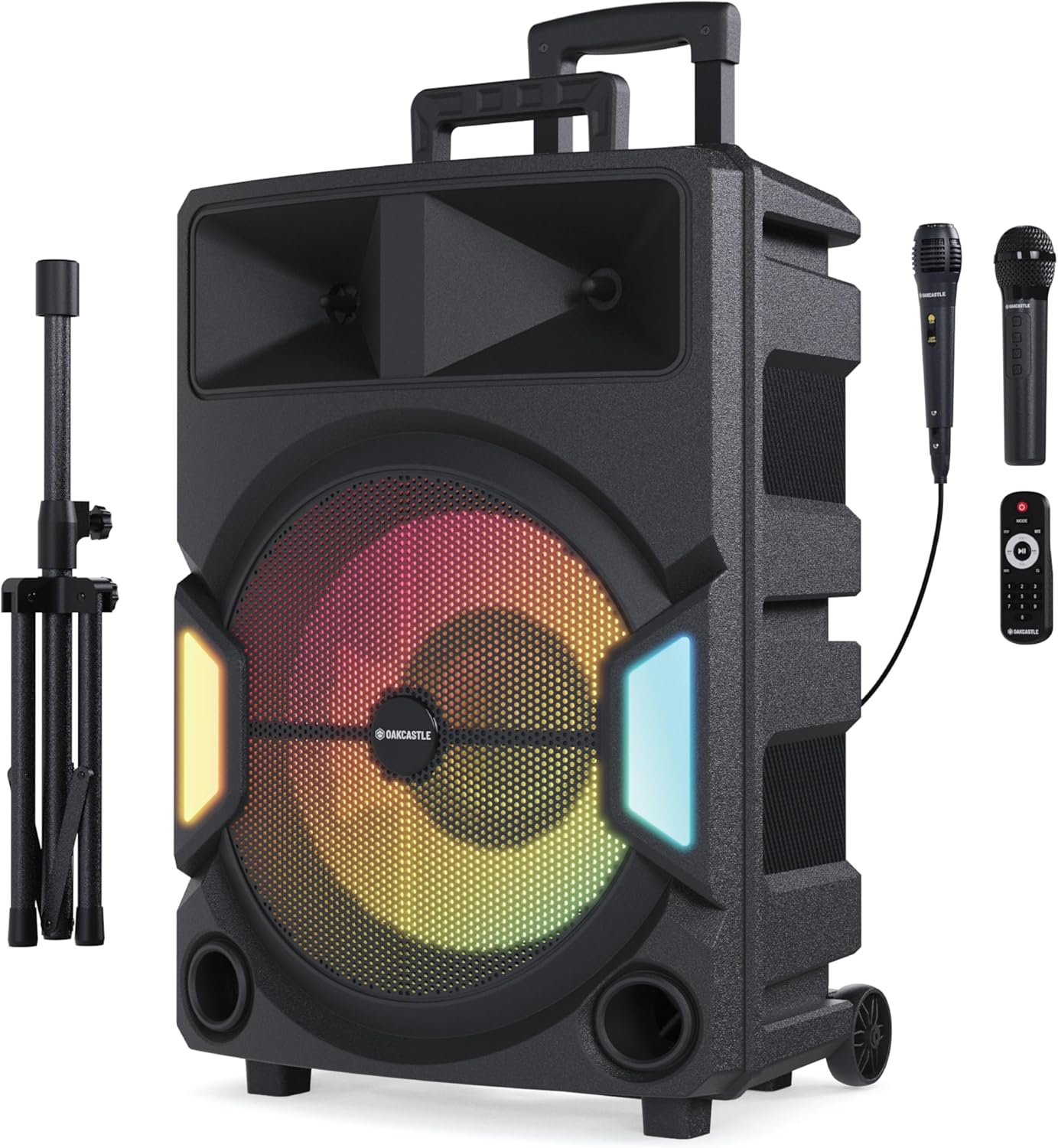 Oakcastle PS500 150W Portable Karaoke Speaker with Tripod & 2 Microphones
