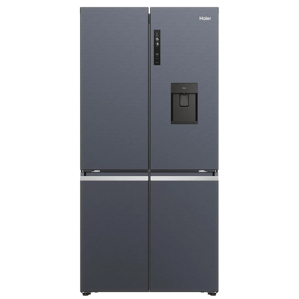 Haier HCR5919EHMB Four Door Fridge, Brushed Black.