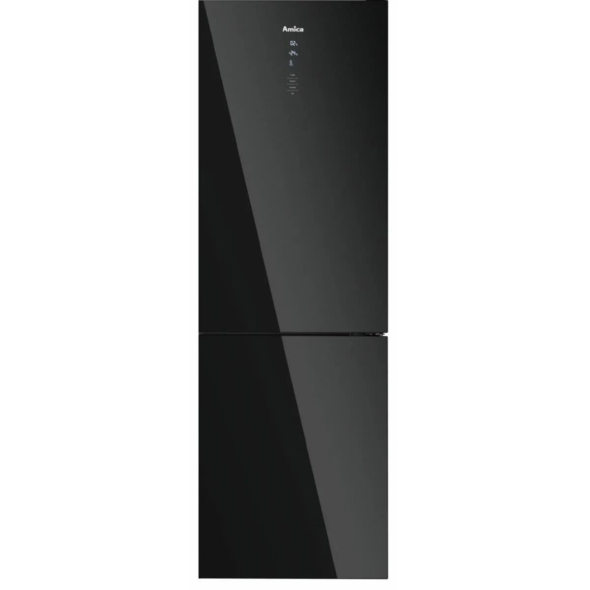 Amica FK3356.4GBDFZAA Fridge Freezer, Black Glass