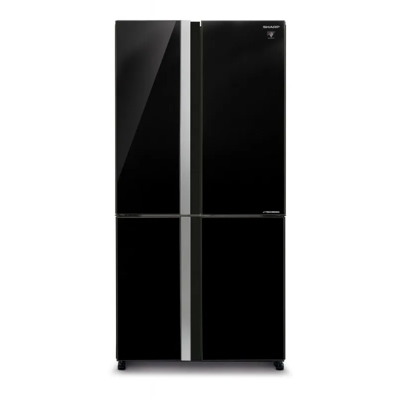 SHARP SJ-GP820C-BK Four Door Fridge, Black Glass.