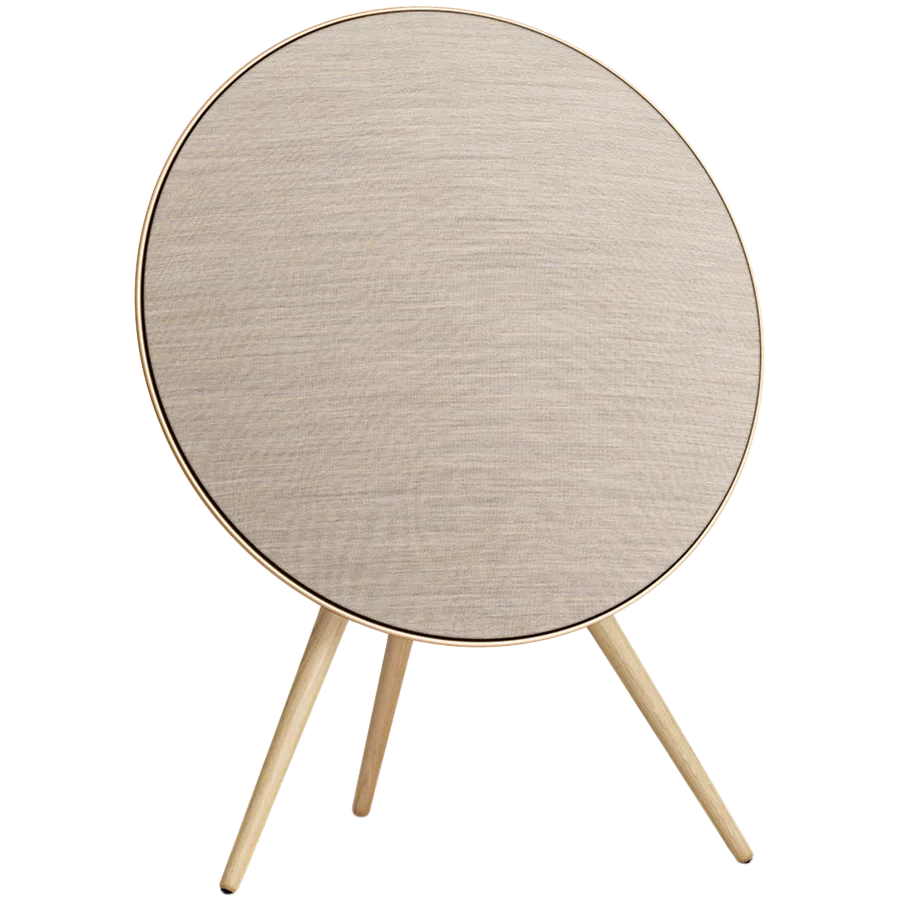 Beosound A9 5th Gen Speaker Gold Tone (Back Sand/Cover Golden/Legs White Oak)