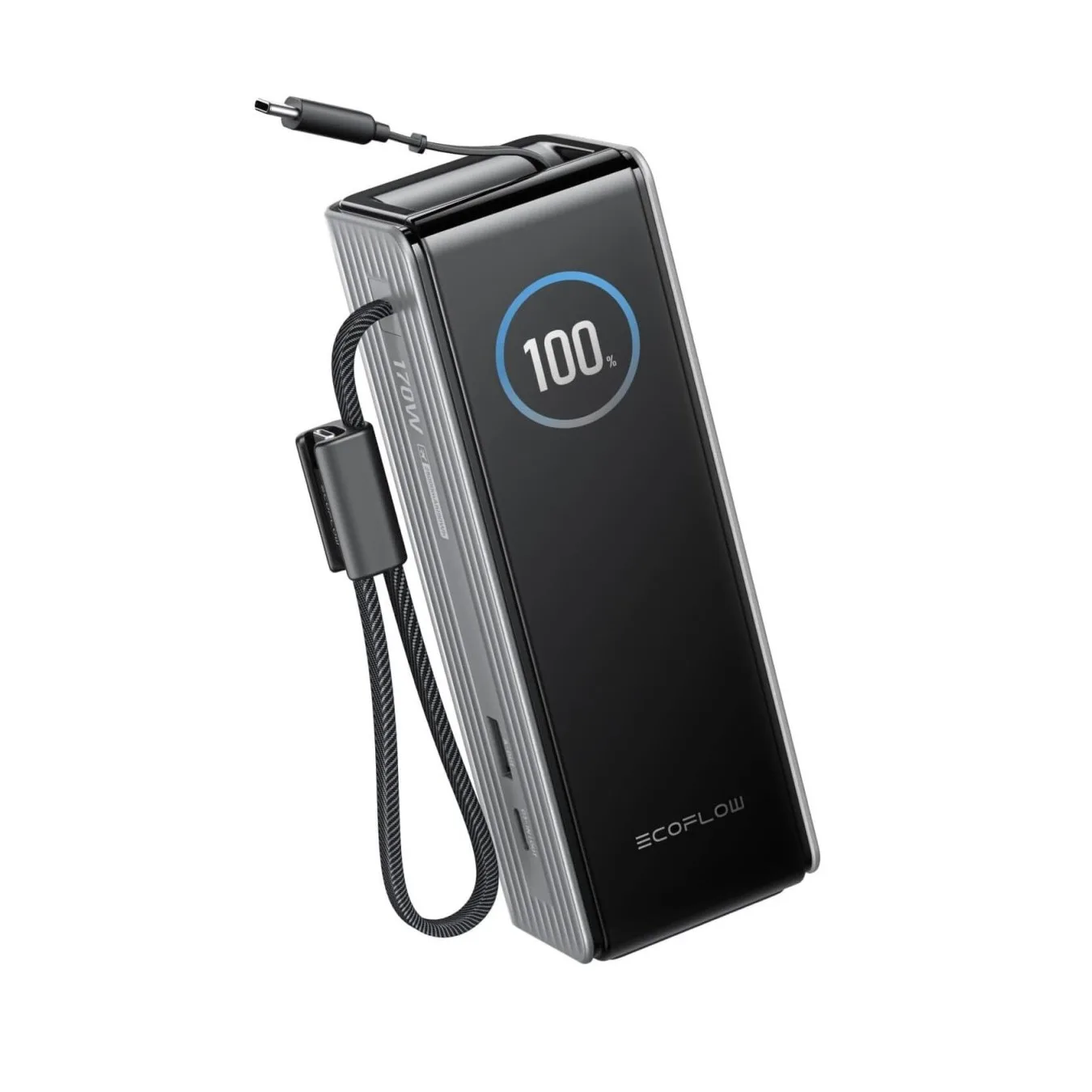 EcoFlow Charge Powerbank - RAPID - 25000mAh 170W + 100W Built-In & Retractable Cable Black