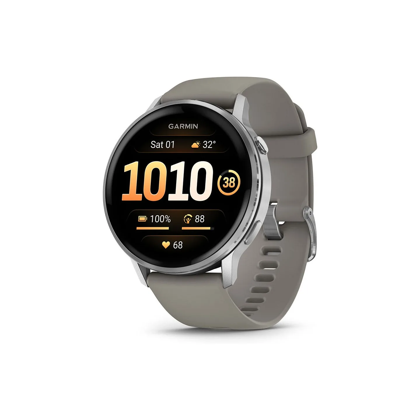 Garmin Venu 4 45mm Silikon-Armb. schwarz silber gra