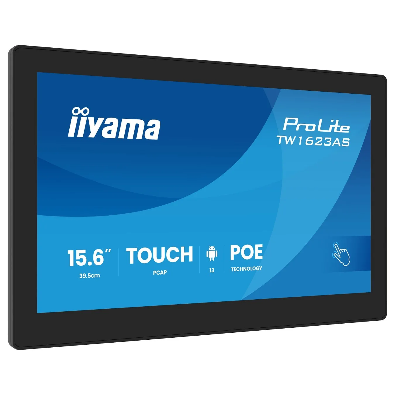 iiyama ProLite - TW1623AS-B3P - 39.5cm 15.6' (1920x1080) 16:9 IPS 30ms 60Hz HDMI USB LAN PoE VESA Speaker Black