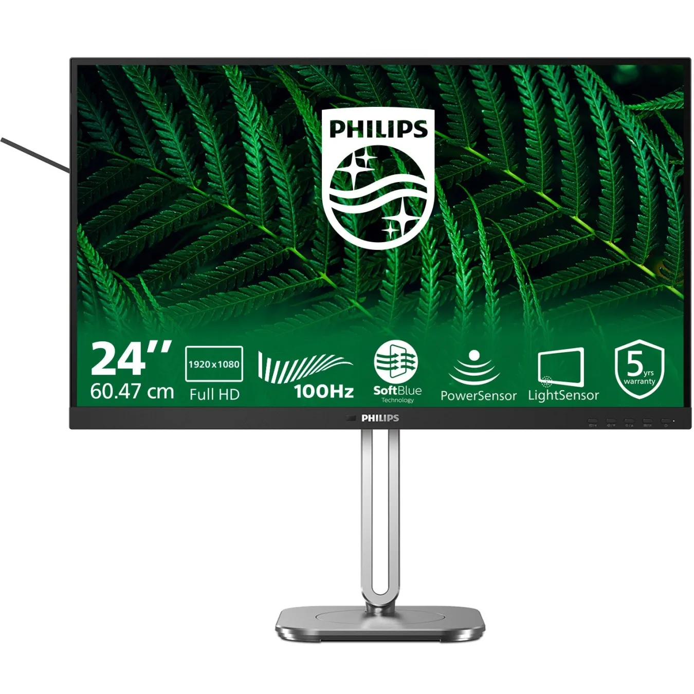 Philips Monitor - 24B2G5200 - 60.5 cm (23.8") 16:9 HDMI+DP+USB Dark Grey
