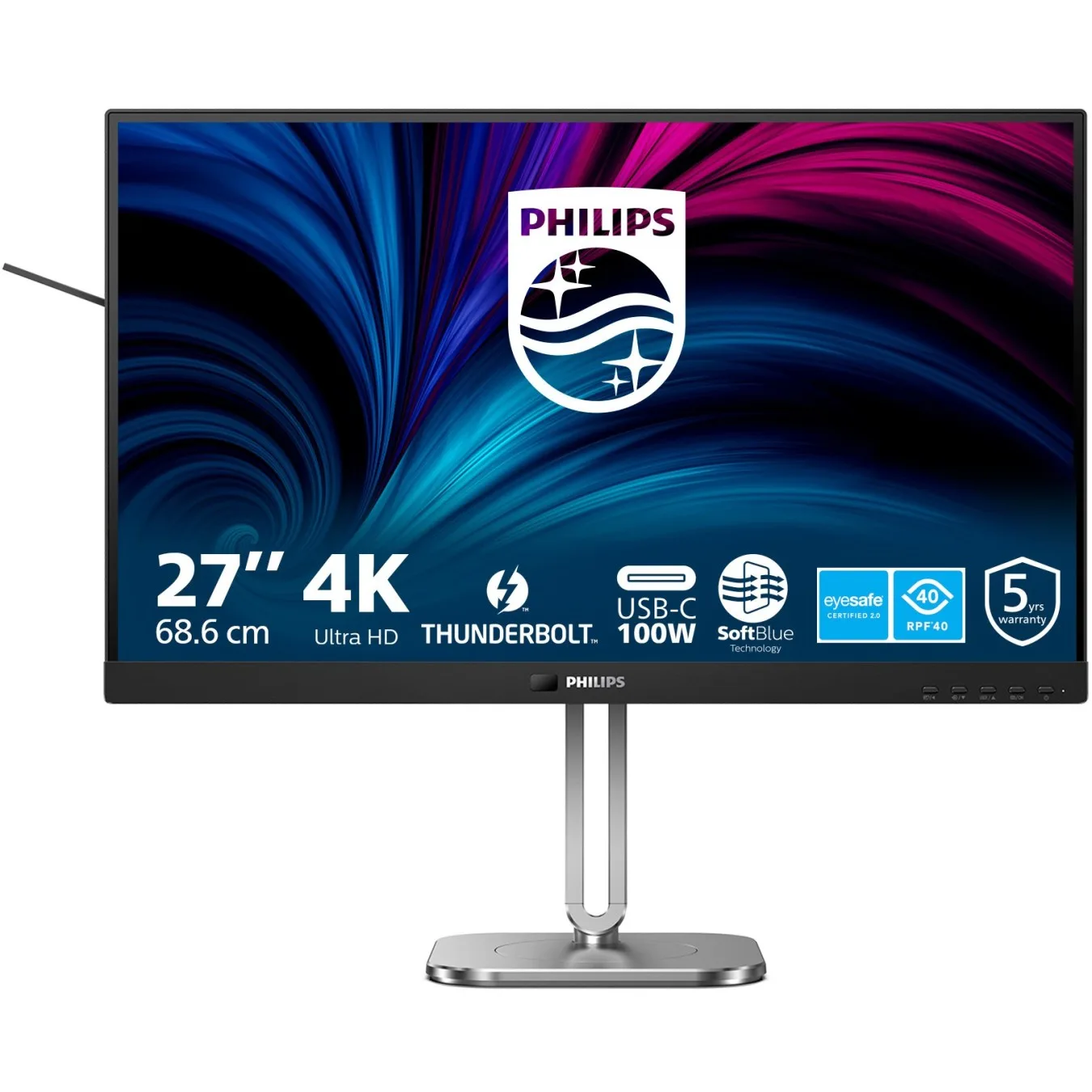 Philips Monitor - 27B2U6903 - 68.5 cm (27.0"), 16:09, 2xHDMI+DP+USB, Black Gray