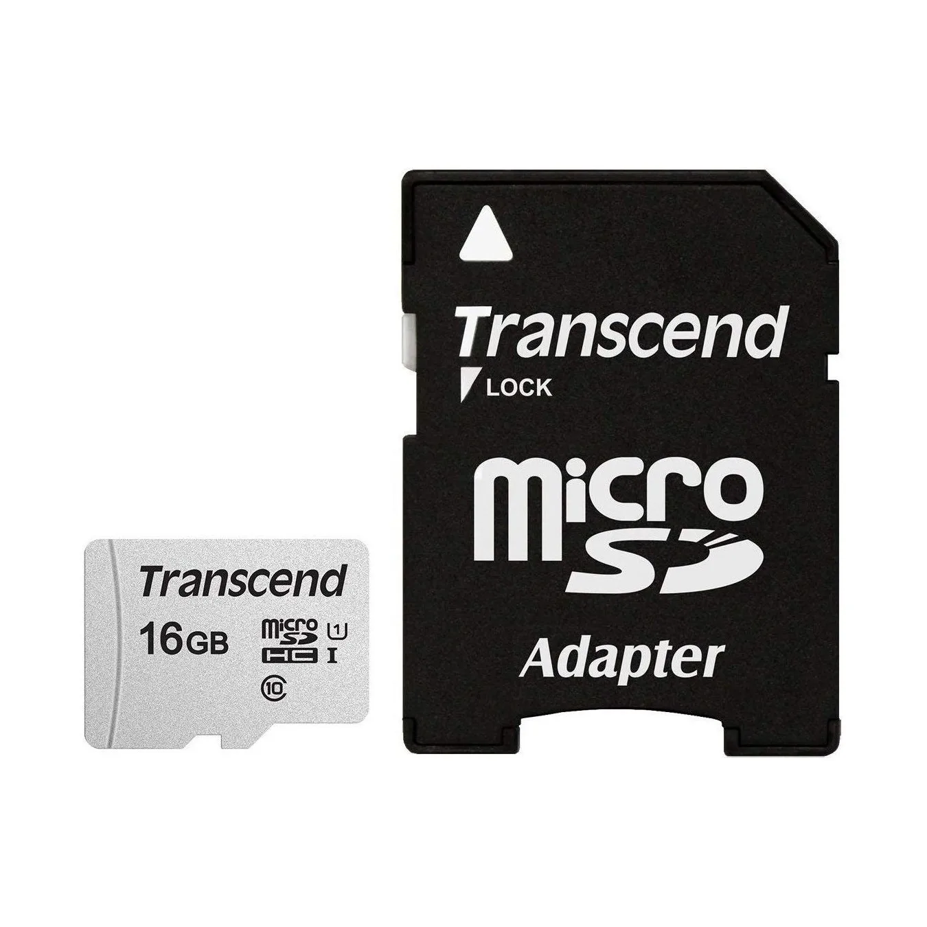 Transcend microSD Card 16GB - USD300S-A - microSD, 16GB, with Adapter