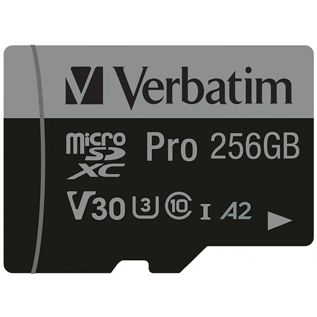 Verbatim Pro microSDXC 256GB - Class 10 UHS-I U3 V30 - Black, with SD Adapter
