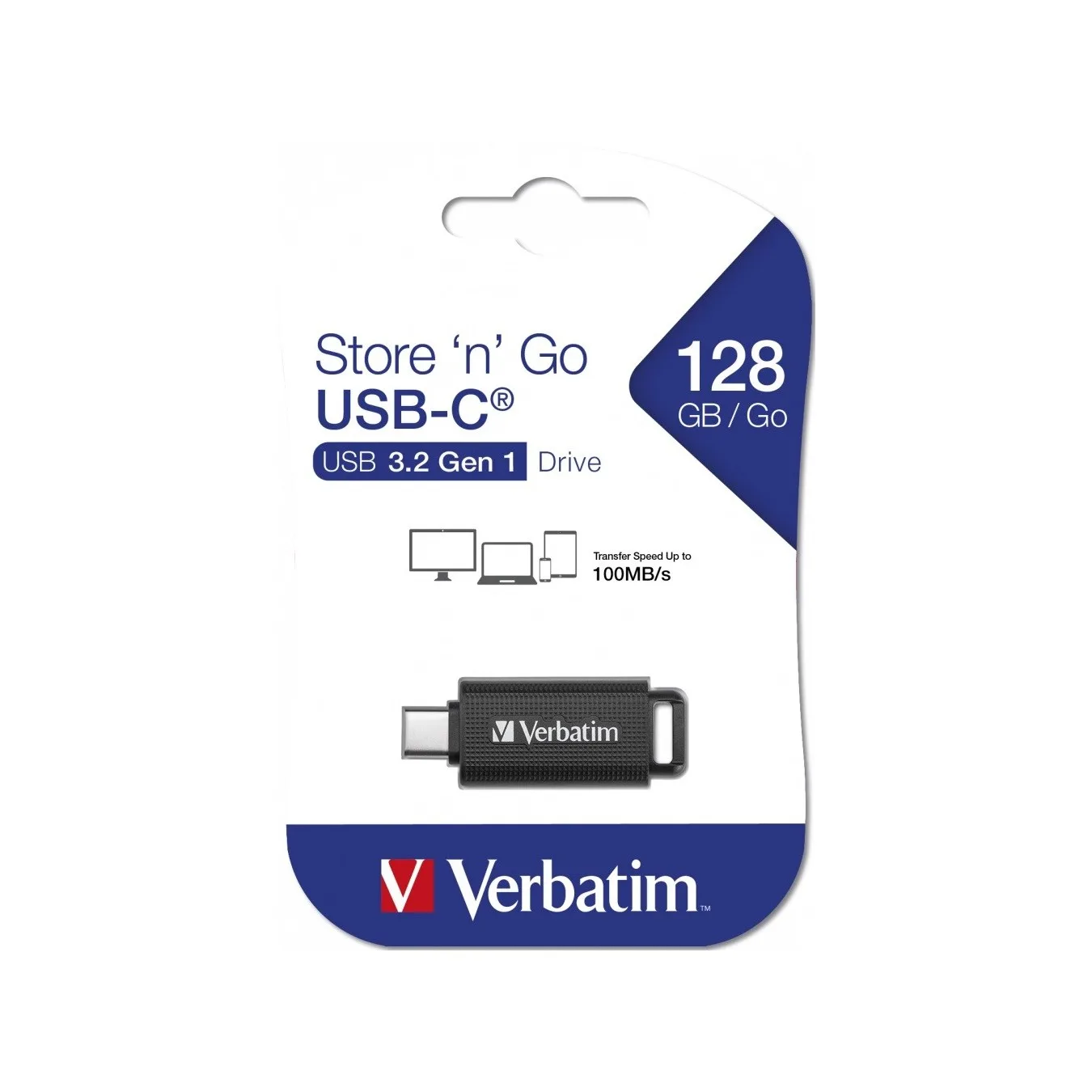 Verbatim USB Drive - USB 3.2 Retractable USB-C 128GB Black