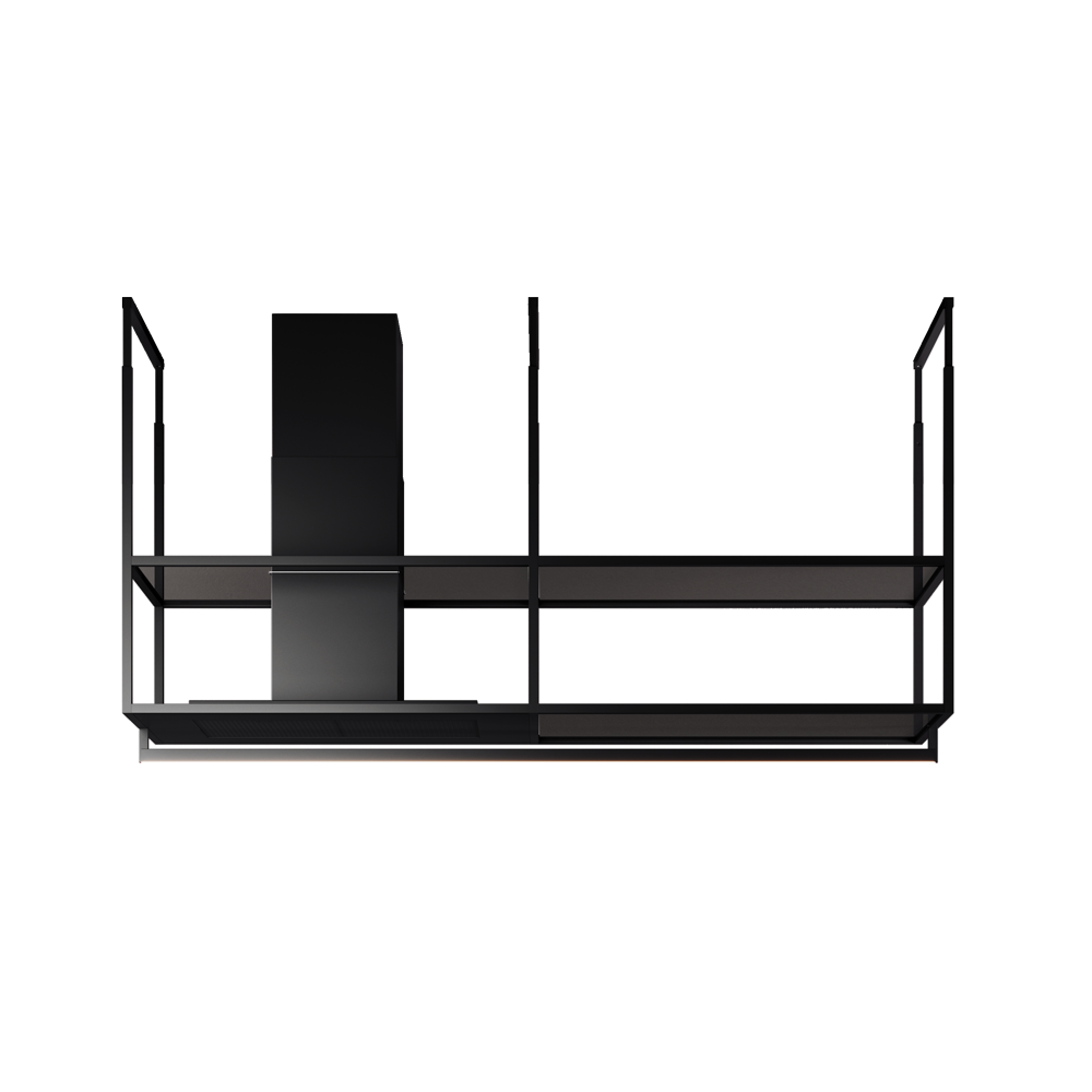 FIM OFIUCO ISLAND 180CM Black Matt Smoke glass 750 (m3/h)