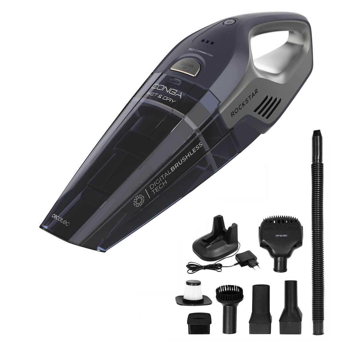 Cecotec Conga Rockstar Επαναφορτιζόμενο Σκουπάκι Χειρός 25.2V Γκρι