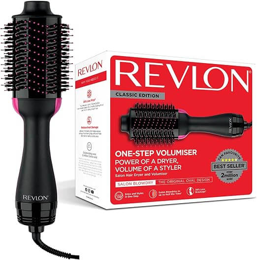 REVLON One-Step Volumizer Original 1.0 Hair Dryer and Hot Air Brush, Black RVDR5222, 1100W