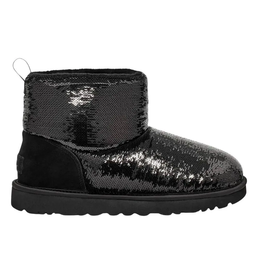 UGG CLASSIC MINI MIRROR BALL WOMENS BOOT (1151291-BLK)