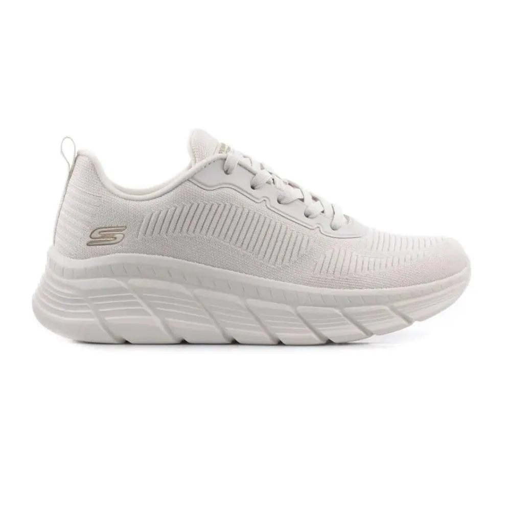 SKECHERS BOBS B FLEX HI - ENGINEERED KNIT FASHION LACE UP SNEAKER (117385-OFWT)