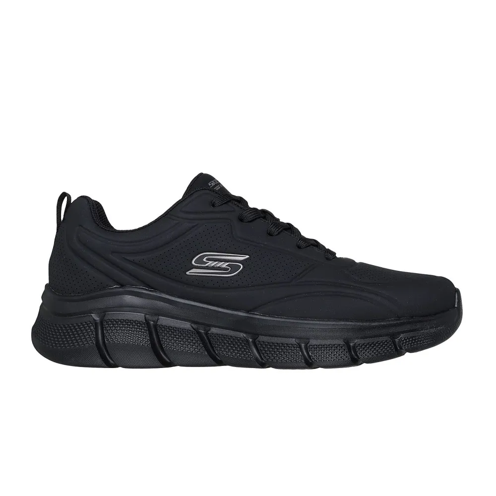 SKECHERS MENS BOBS B FLEX - DEBOSSED LACE UP PU SNEAKER (118110-BBK)