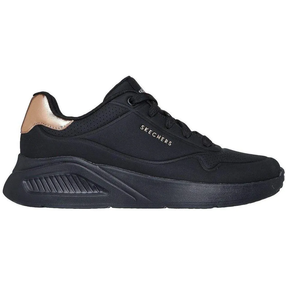 SKECHERS UNO LITE - SHIMMER ALONG EMBOSSED DURALEATHER WOMENS SNEAKERS (177291-BBK)