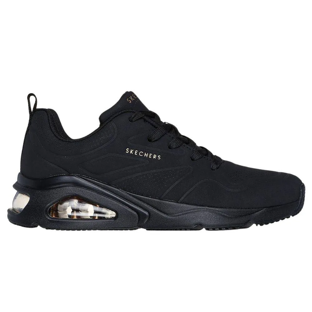 SKECHERS TRES-AIR UNO - DURASUEDE EMBOSSED LACE UP FASHION SNEAKER (177390-BBK)