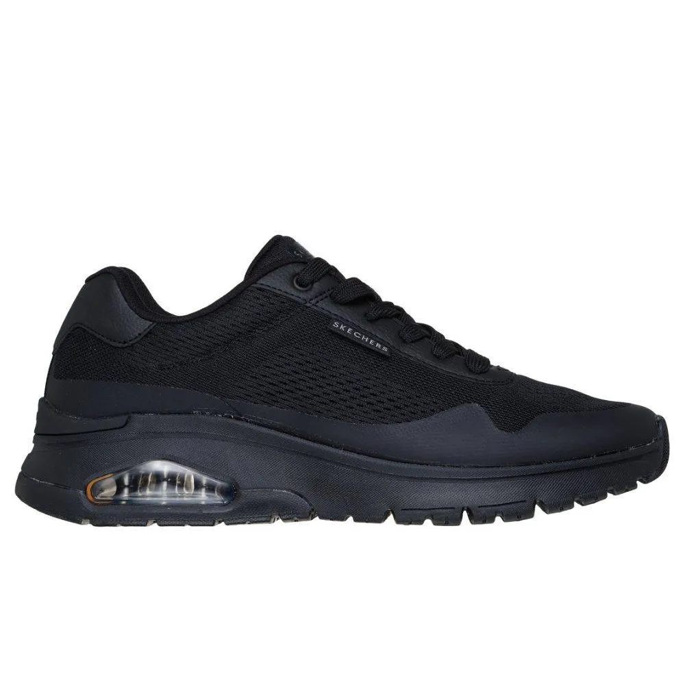 SKECHERS UNO FLEX: SPRING ON AIR LEATHER WOMENS SHOES (177794-BBK)