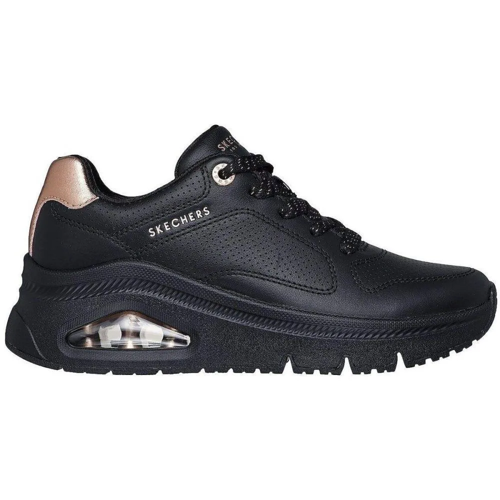SKECHERS UNO FLEX: METALLIC HEEL WOMENS SHOES (177799-BLK)