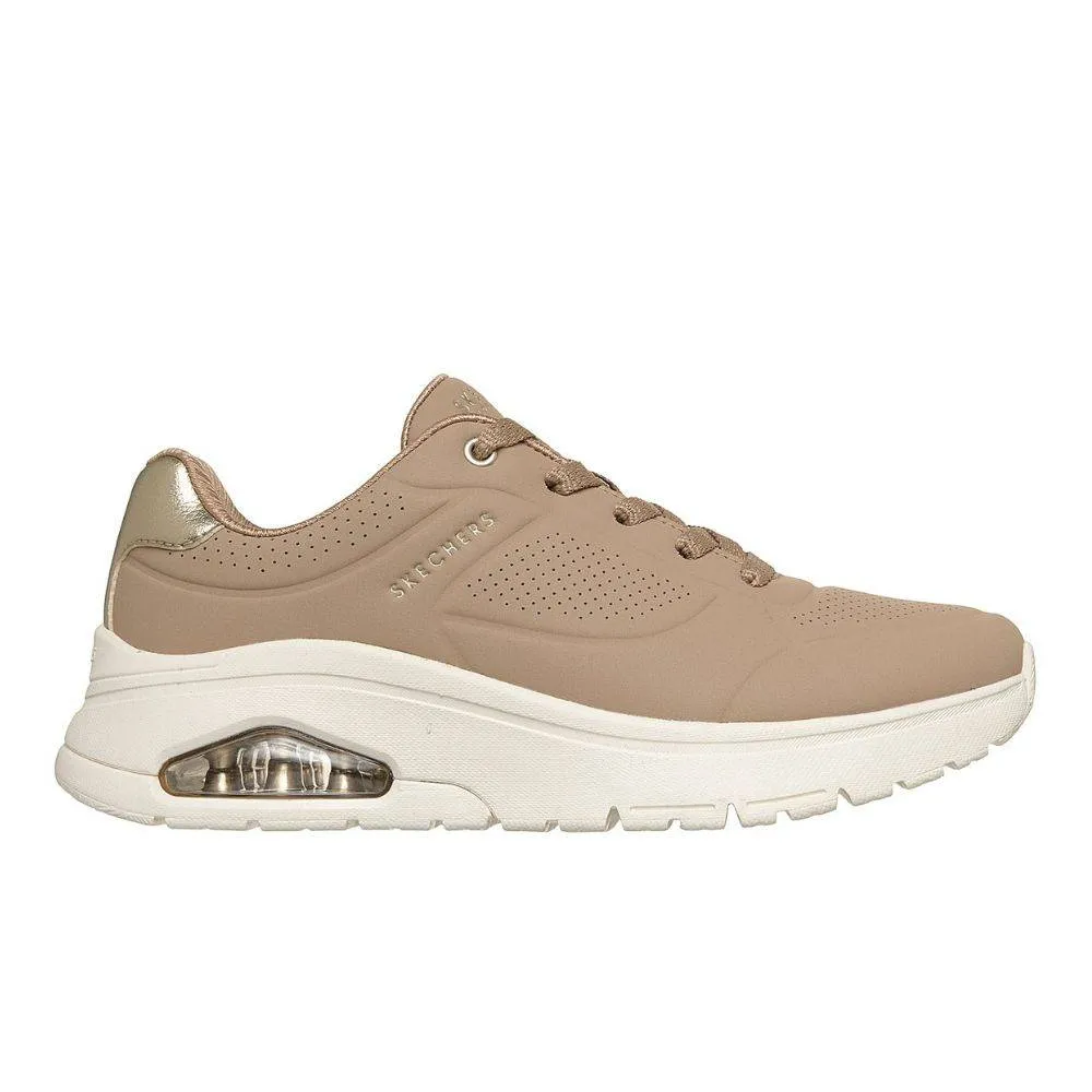 SKECHERS UNO FLEX: METALLIC HEEL WOMENS SHOES (177799-TPE)