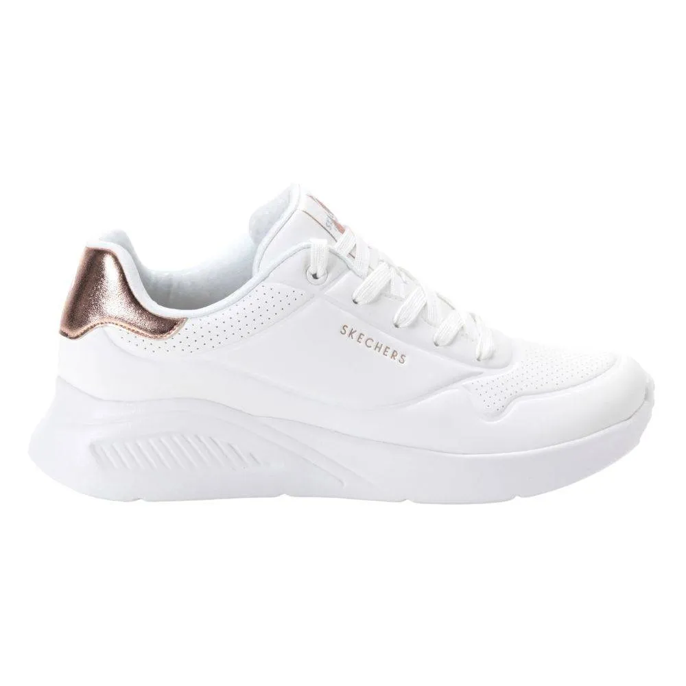 SKECHERS UNO FLEX: METALLIC HEEL WOMENS SHOES (177799-WHT)