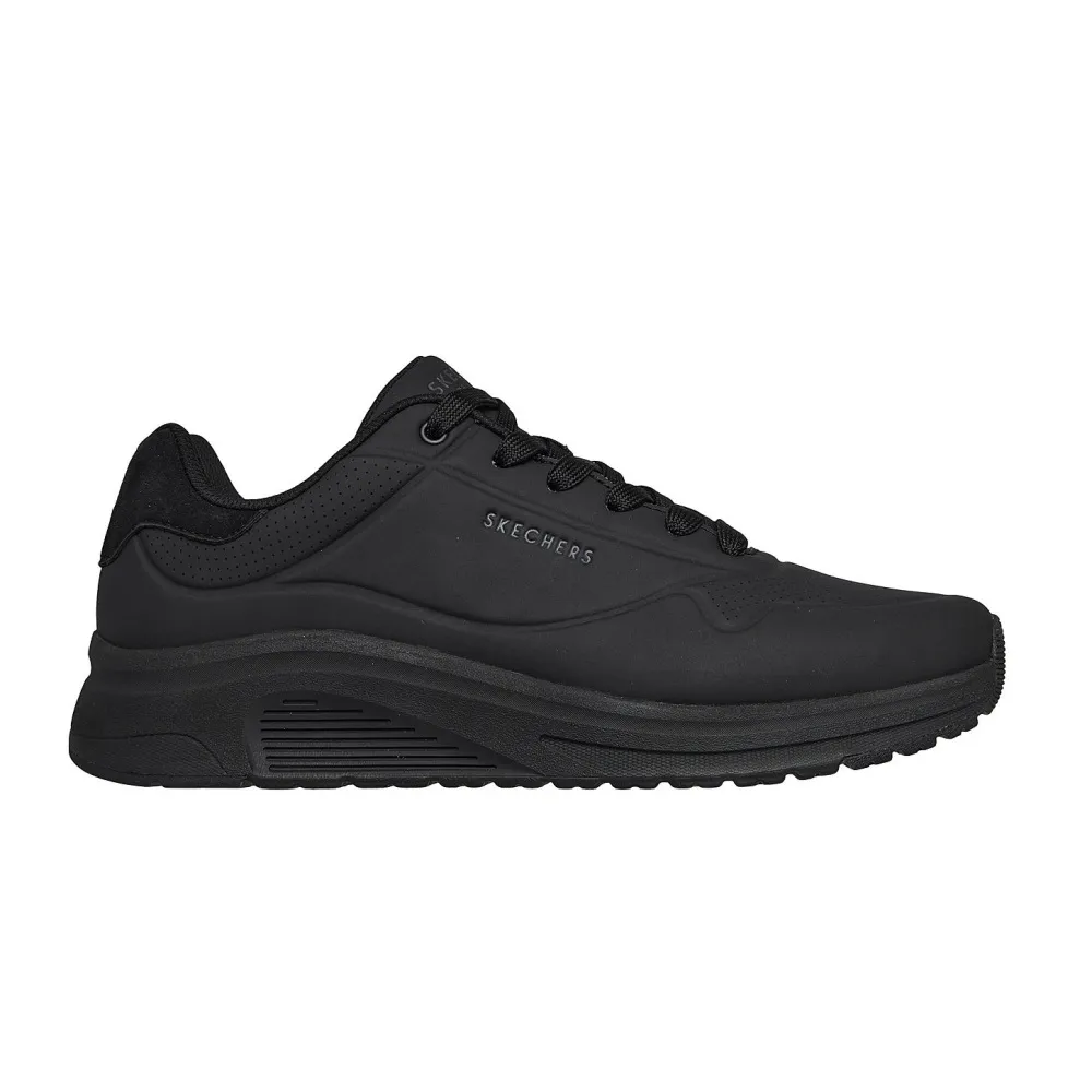SKECHERS MENS UNO LITE 2 DURABUCK WITH SUEDE MUSTACHE LACE UP FASHION SNEAKER (183530-BBK)