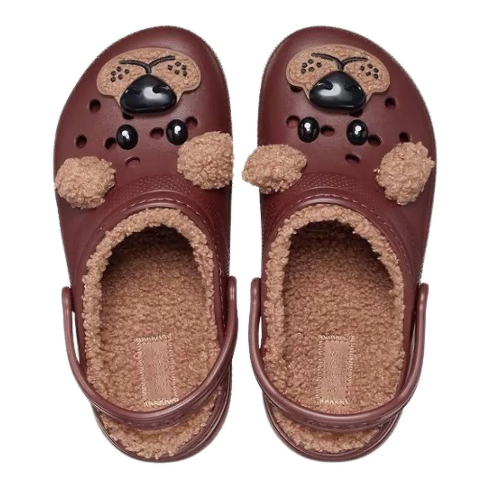 CROCS CLASSIC LINED IAM BROWN BEAR KIDS CLOGS (210399-2FL)