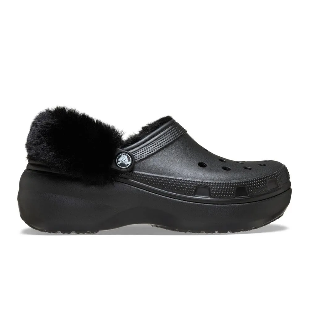 CROCS CLASSIC PLATFORM FUZZ LINED CLOG (212854-001)