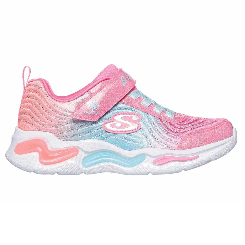 SKECHERS WAVY BEAMS - LIGHTS OMBRE EXPRESS GIRLS SHOES (302327L-PKMT)