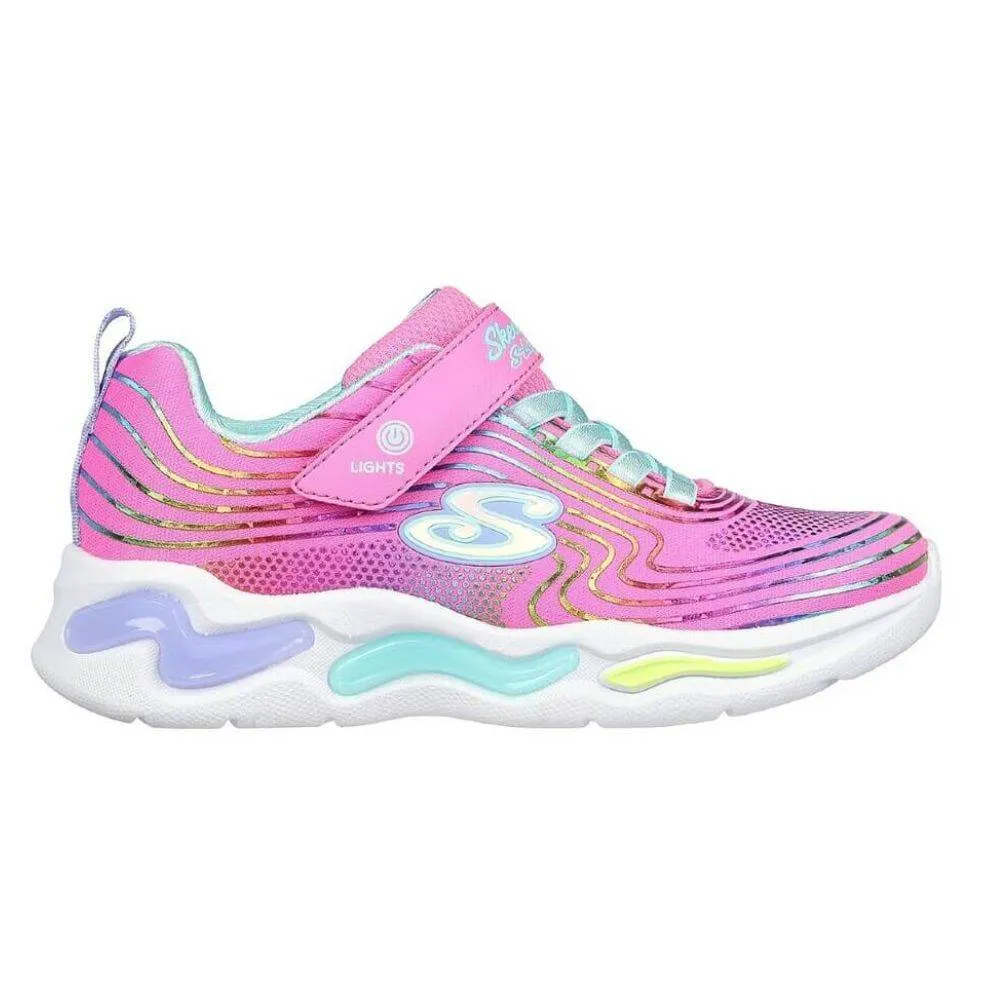 SKECHERS WAVY BEAMS LIGHTS RAINBOW FOIL SNEAKER (302338L-PKMT)
