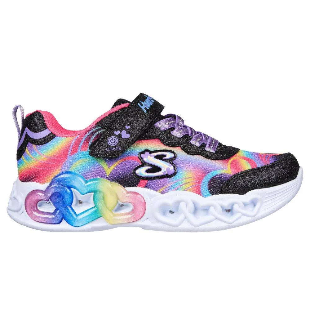 SKECHERS INFINITE HEART LIGHTS GIRLS SHOES (303750L-BKMT)
