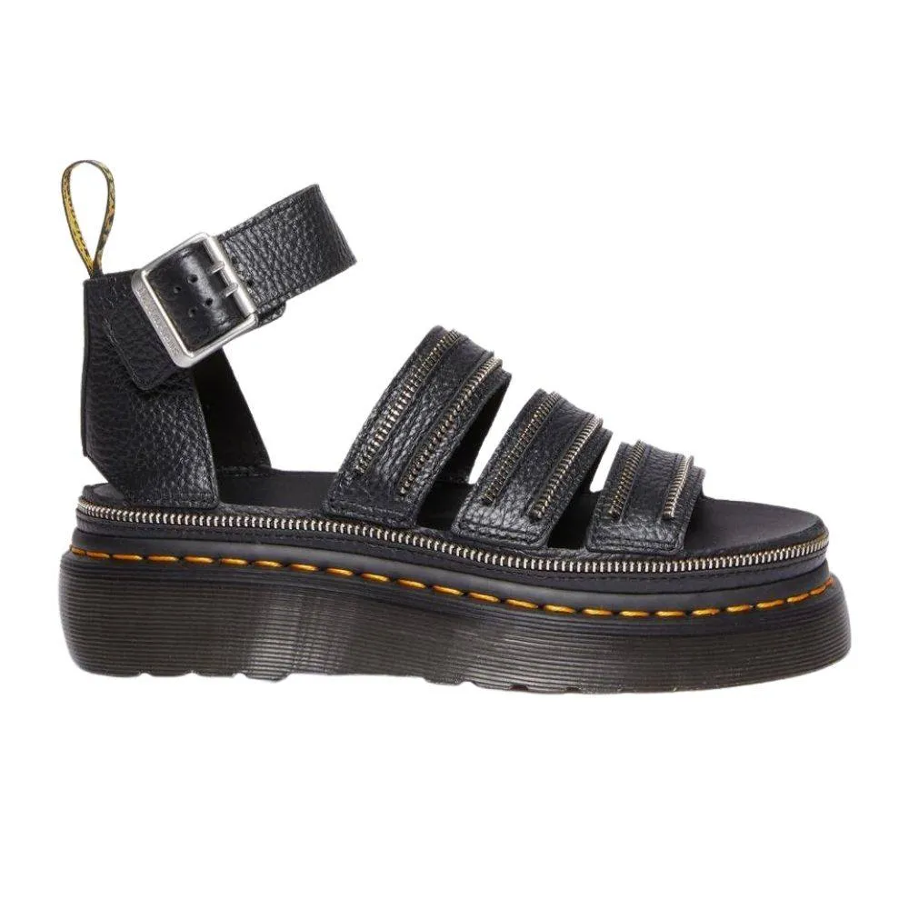 DR. MARTENS CLARISSA II QUAD HARDWARE MILLED NAPPA LEATHER PLATFORM SANDALS (30733001)