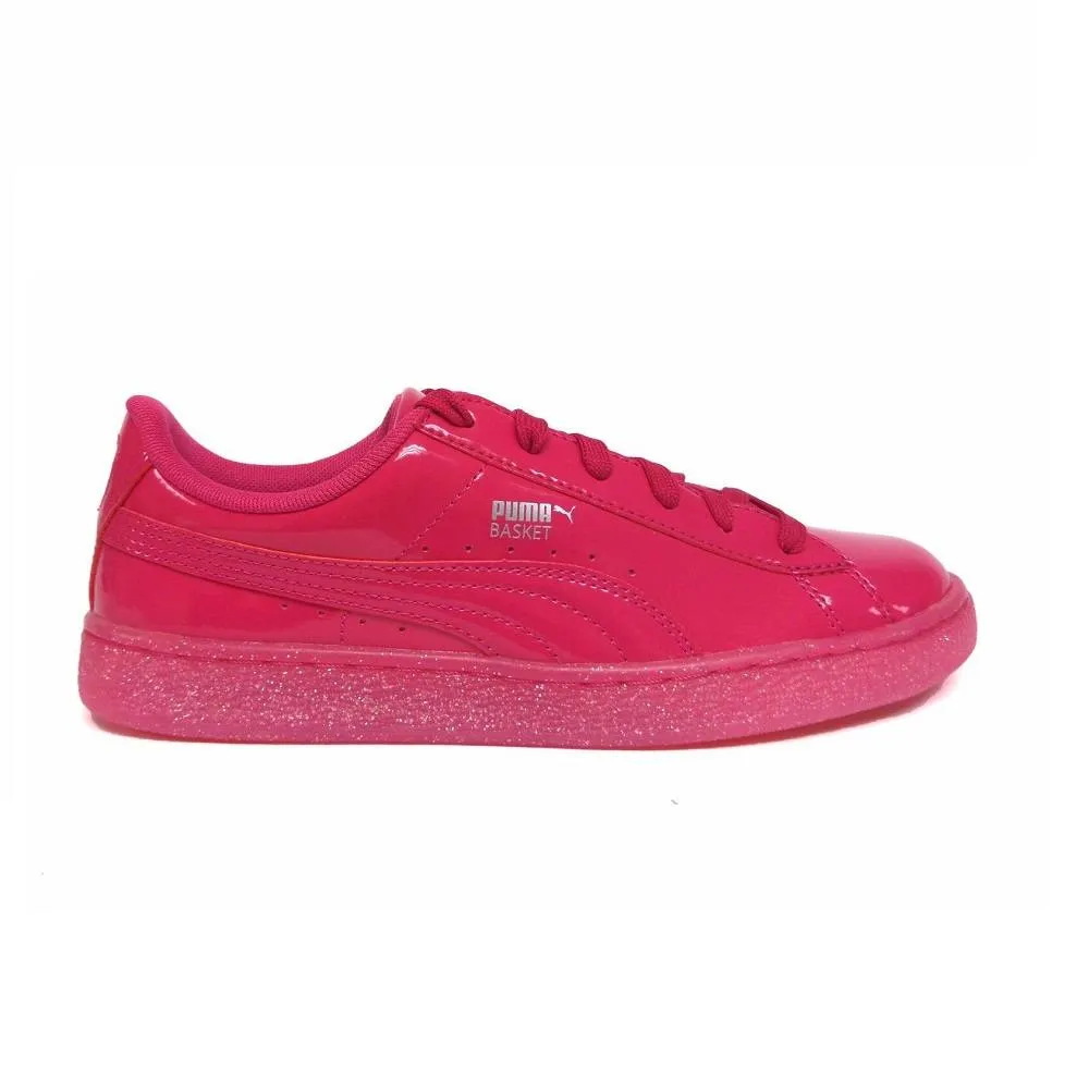 PUMA GIRLS BASKET PATENT GLITTER SHOES (362461-01)