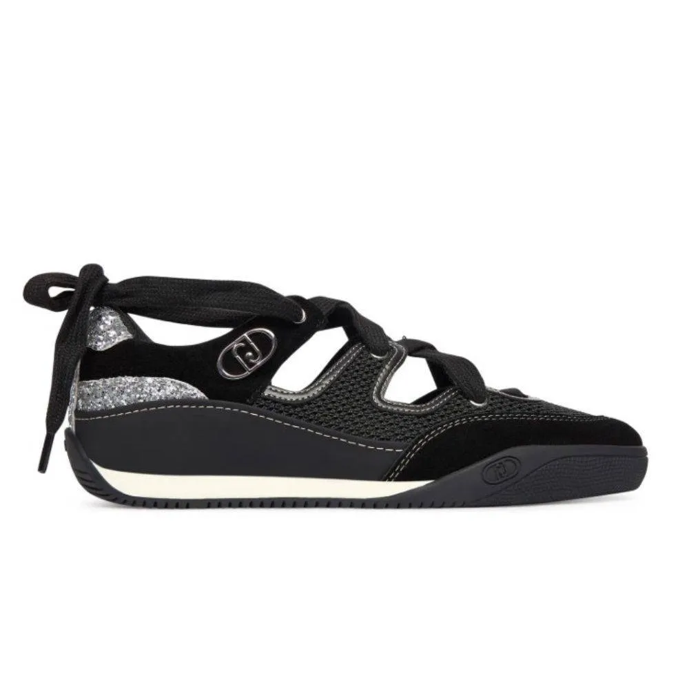LIU JO LEWIS 03 - SUEDE BALLET SNEAKERS WITH GLITTER INSERTS (BA6037TX30622222)