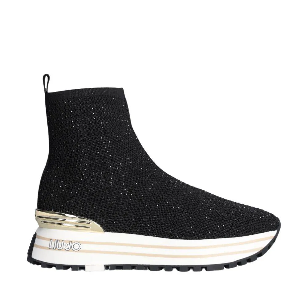 LIU JO MAXI WONDER 83 - MID SOCK SNEAKERS WITH GEMSTONES (BF4071TX43722222)
