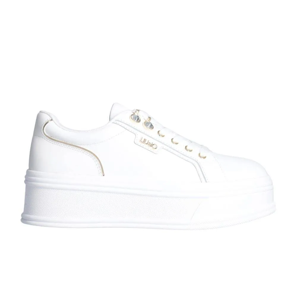 LIU JO SELMA 11 - PLATFORM LEATHER SNEAKERS WITH GEMSTONES (BF4073P010201111)