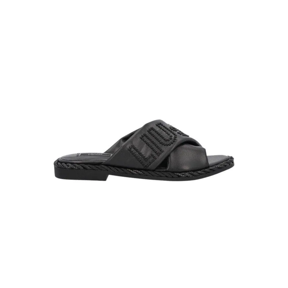 LIU JO FAUX LEATHER SLIDES WITH MAXI LOGO (SA2139EX014-22222)
