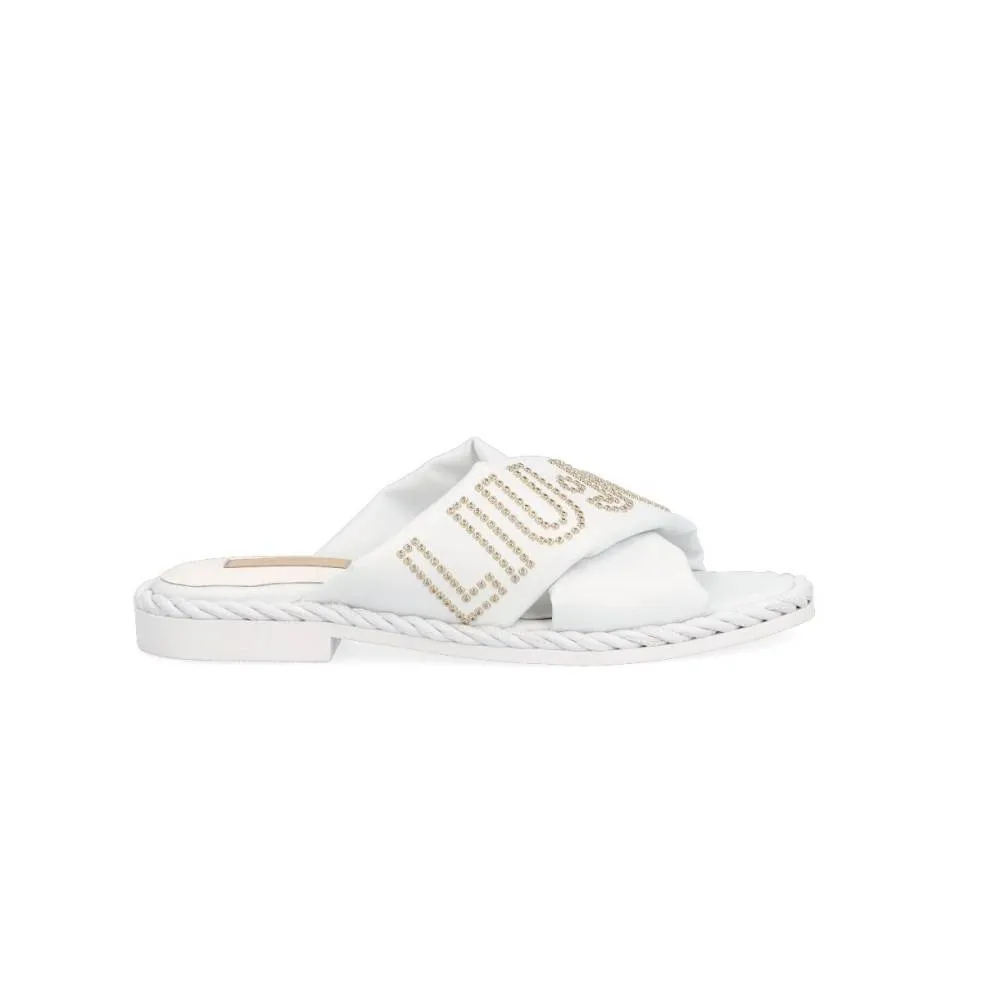 LIU JO FAUX LEATHER SLIDES WITH MAXI LOGO (SA2139EX01401111)