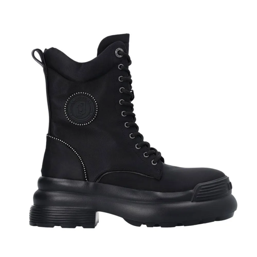 LIU JO AMY 09 - PLATFORM COMBACT BOOTS WITH RHINESTONES (SF2081T001122222)