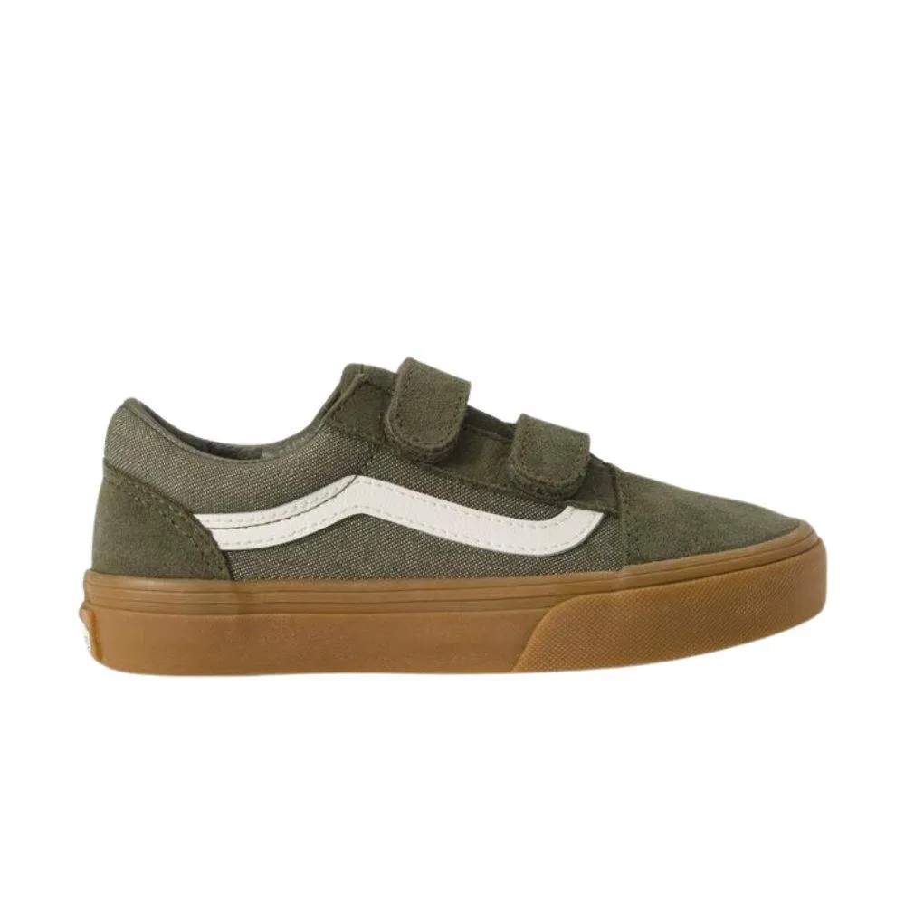 VANS LITTLE KIDS OLD SKOOL VELCRO DENIM SHOES (VN000CYAGRN)